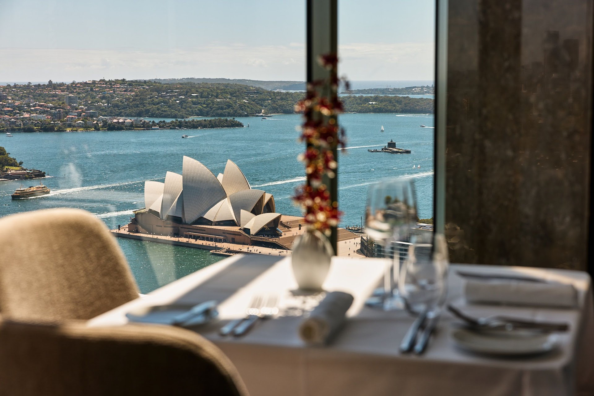 Table setting at Altitude overlooking Sydney Opera House and the harbour